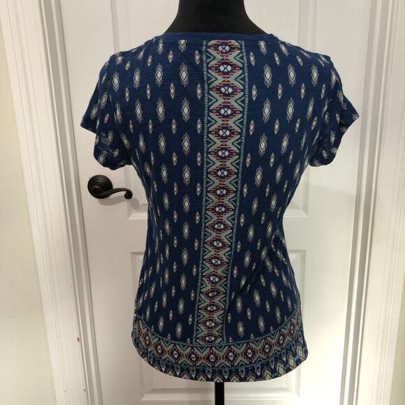 Lucky Brand Womens Blouse S Blue Short Sleeve Round Neck NWT - Picture 2 of 8